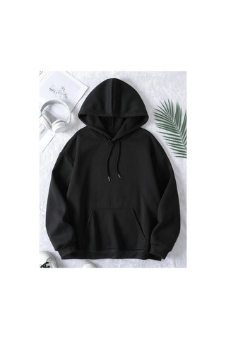 Tarzsokak Unisex Erkek/kadın Justdoıt Renkli Özel Baskılı Oversize Kapüşonlu Sweatshirt Siyah