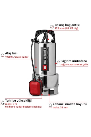 Einhell Classic Gc-dp 7035 N Eco Plus, Dalgıç Pompa - Kirli Su