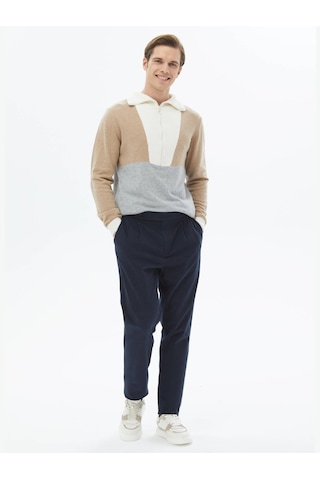 Kip Lacivert Dokuma Carrot Fit Casual Pamuk Karışımlı Pantolon 400053 Lacivert