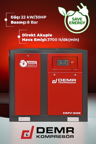 Demr Kompresör DMV30E 30HP İnvertörlü Vidalı Hava Kompresörü