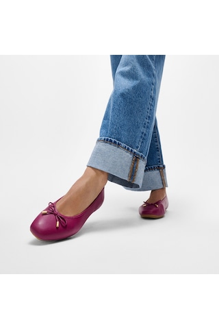 288 Ruby Babet Kadın Hx8-288/a69/b41 Fitflop Delıcato Bow Soft Leather Ballet Flats 288 Ruby