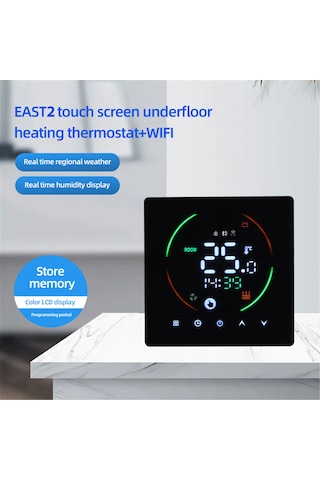 Suofeng East2-16a Siyah Wifi Akıllı Zemin Isıtma Termostati: Uzak Kontrol, Zamanlama, Nem Ve Hava Durumu Gösterimi, Çocuk Kilidi, Enerji Tasarrufu