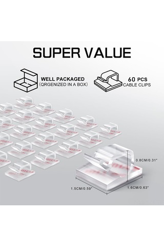 Yaozixa 60 Adet Özlü Bağcıklı Kablo Tutucuları - Noel Işıkları, Ethernet, Usb Kablo Düzenleyici - Dışarıdaki Ve İçerideki Kabloları Düzenle Paketli