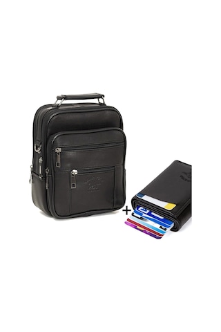 Hakiki Deri Çelik Kasalı El Ve Omuz Çanta Ve Mekanizmalı Cüzdan