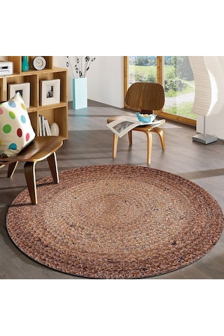 Jüt Yuvarlak Hasır Halı Yolluk Salon Oda Mutfak Halısı Ks-1039