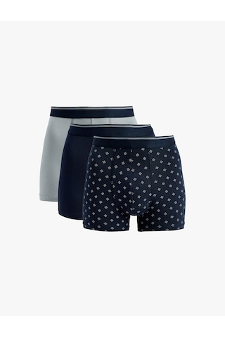Koton Regular Fit Geometrik Baskılı Pamuklu 3'lü Boxer Seti Lacivert Desenli 6slm90013mk 7d2