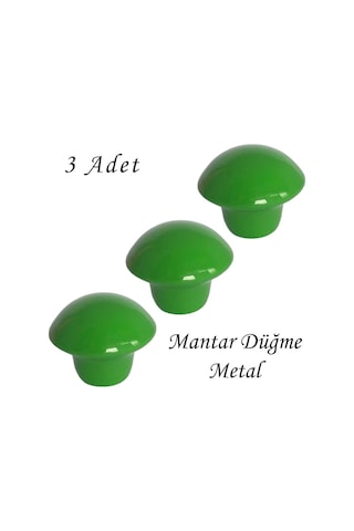 3 Adet Yeşil Mantar Düğme Kulp Çocuk Bebek Mobilya Çekmece Dolap Kapak Kulbu Metal Kulp Aksesuarları Vidalı