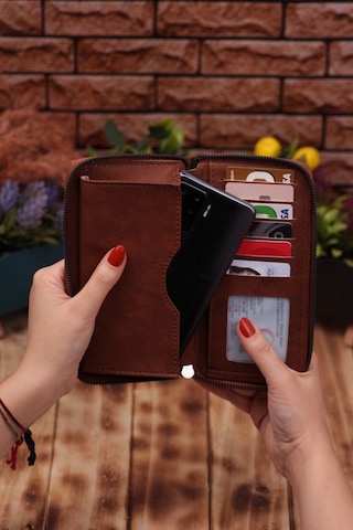 Özka Leather Taba Telefon Bölmeli Uzun Cüzdan Ve Otomatik Mekanizmalı Kartlık Cüzdan Sevgili Paketi Siyah