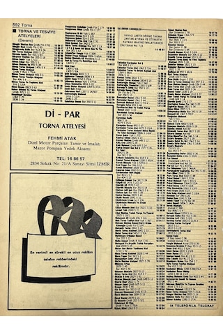 İzmir 1982-1983 Meslek Reklam İlanı Efemera S591