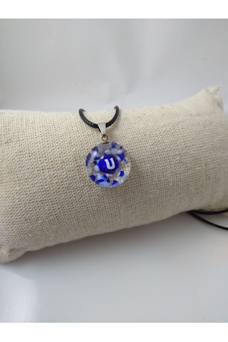 Cam Harf Kolye – Handmade El Yapimi Murano– (U) Harfi Modeli Altın