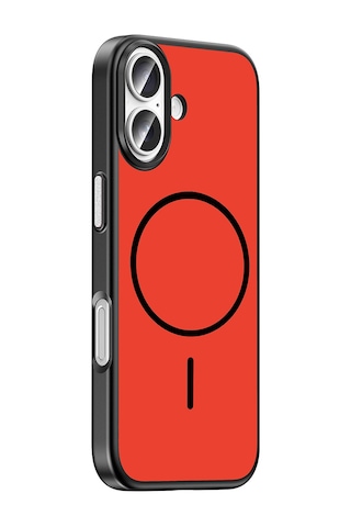 Apple iPhone Uyumlu 17 Kılıf M-safe Şarj Özellikli Zore Lora Pc Kapak - Kırmızı-gri