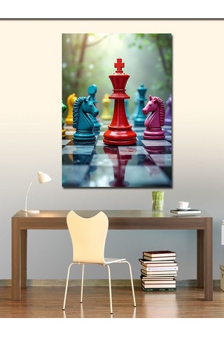 Kanvas Tablo Satranç Tahtası At Ve Şah 50cmx70cm