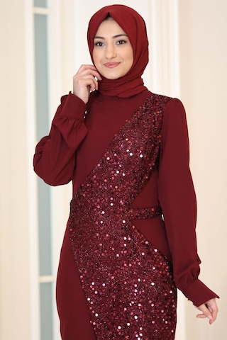 Esilanur Hürrem Tesettür Abiye Bordo Bordo
