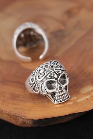 Kuru Kafalı Gümüş Renk Erkek Yüzük - Tj-ey240-ks Çok Renkli