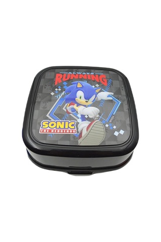 Sonic 4 Bölmeli Beslenme Kabı, Kaşık Ve Çatal İçinde, Siyah Çok Renkli