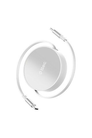Ttec USB-C - USB-C Mini Makaralı 100W PD/QC 120 CM Hızlı Şarj Kablosu Beyaz
