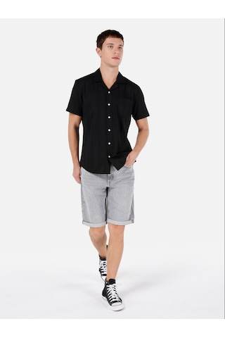Colin's Colins Regular Fit Shirt Yaka Çizgi Çizgili Siyah Erkek Kısa Kol Gömlek Cl1067069 Q1.v1 Blk Siyah
