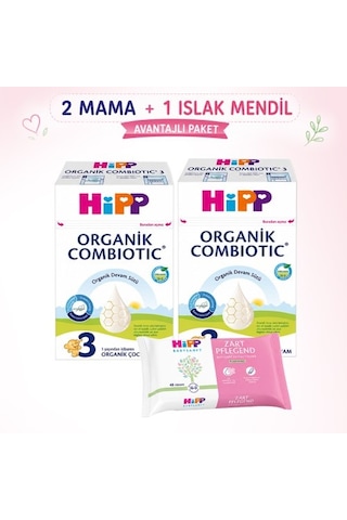 Hipp 3 Organik Devam Sütü Combiotic 600 G x 2 Adet + Islak Mendil H PKT.HIPP.159
