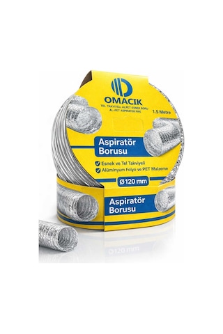 Alüminyum Aspiratör Davlumbaz Havalandırma Borusu 120 Mm X 1.5 Metre Gümüş - 825490019