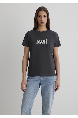 Mavi - Mavi Logo Baskılı Gri Tişört 1612232-34853 Gri