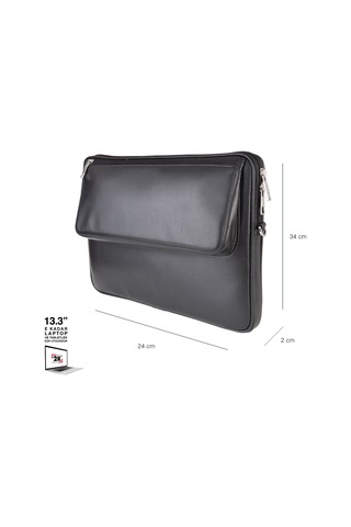 2k S.deri Laptop Çantası,tablet Çantası,13.3'' İnç,vegan,omuz Ve Valiz Askılı,aksesuar Ve Evrak Cepli,24 34 2 Cm.,siyah Laptop Çantası