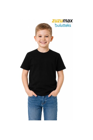 Bulutteks Ataş Sade Siyah Okul Ve Günlük Ünisex Tişört 23 Nisan Vb Etkinlikler T-shirt