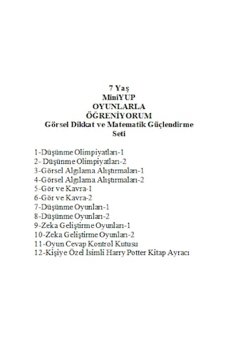 Önel Yayıncılık MiniYUP 7+ Yaş Dikkat ve Matematik Güçlendirme Seti + Kişiye Özel İsimli Harry Potter Kitap Ayracı