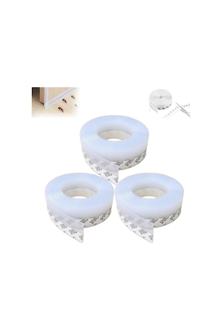 Xindoker 3 Adet Silikon Sürekli Kenar Bandı - Otomatik Yapışkan Pencere Kapı Isı Yalıtımı, Ses Giderici, Toz Ve Haşere Engeli 5m X 4.5mm Beyaz