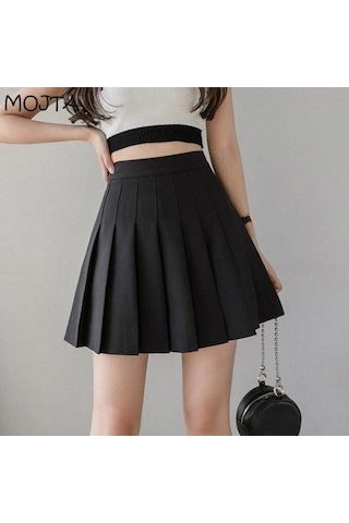 Yaz Kadın Pileli Etekler Bayan Mini Etekler Yüksek Bel Beyaz Siyah Etekler Tatlı Kız Etekler Siyah
