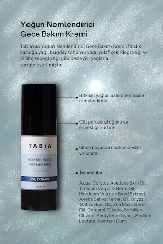 Tabia Yoğun Nemlendirici Gece Bakım Kremi 30 ML