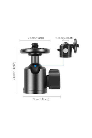 Sones Puluz 1/4 İnç İç Vida Metal Tripod Topuz Başlı Adaptör Düğme Kilidi Siyah