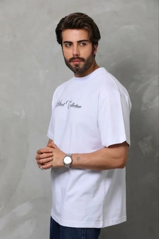 Modi Erkek Baskılı T-shirt Kısa Kol Bisiklet Yaka Regular Fit Rahat Kalıp Günlük Tişört - Beyaz - Mymg185504