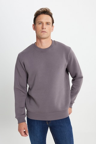 AC&Co / Altınyıldız Classics Erkek Koyu Grı Standart Fit Normal Kesim İçi Polarlı Bisiklet Yaka Sweatshirt Koyu Gri