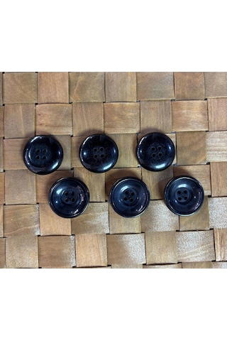 Siyah Oval Derin Düğme 10'lu 40 Boy 25,4mm