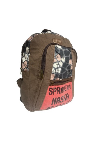 Old Cotton Cargo Kaliteli Renkli Vintage Salaş Disayn Günlük Sırt Gezi Okul Seyahat Çantası 28 Cm X 37 Cm Kahverengi