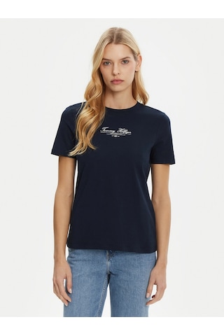 Tommy Hilfiger Tommy Hılfıger Kadın T-shırt Ww0ww45428-c1g Lacivert