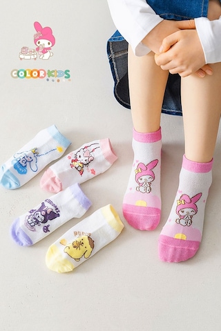 Color Socks 5 Çift Kız Çocuk Çizgi Karakterli Çorap Seti Extra Comfort Karışık