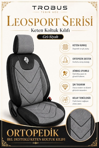 Volvo S80 2018 Ve Sonrası Uyumlu Leosport Serisi Gri Siyah Oto Koltuk Kılıfı
