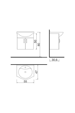 Denko Akyazı 55 Cm Mdf Banyo Dolabı. Alt Modül Ve Lavabo Çok Renkli