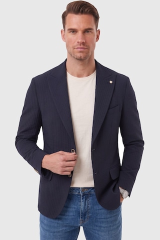 Rizzup Erkek Slim Fit Likralı Lacivert Blazer Ceket Gofre Dokulu Esnek Çift Düğmeli Spor Ceket 2600813