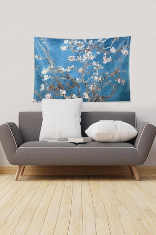 Pelangi Mavi Almond Blossom Leke Tutmaz Kadife Kumaş Duvar Örtüsü Duvar Halısı Tapestry Ywll376, 35 X 50 Çok Renkli