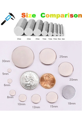 20 Adet Çap 12Mm X Kalınlık 3Mm Yuvarlak Güçlü Neodyum Mıknatıs