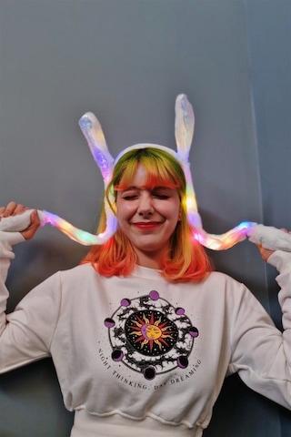 Hareketli Işıklı Tavşan Kulak Taç-beyaz Beyaz