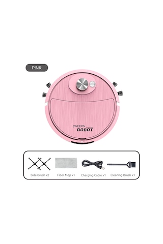 Mufunye Akıllı Süpürge Robotu: 3'ü Bir Arada Süpürme, Emme, Mopping - Usb Şarjlı, Ev Aletleri, Pembe Pembe