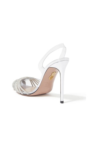 Aquazzura Gatsby 105 Kristal Slingback Topuklu Ayakkabı - Gümüş