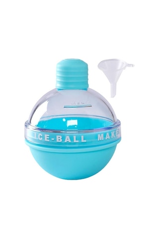 2 Adet Ev Viski Ampulü Buz Topu Buz Küpü Huni İle Silikon Kalıp Gök Mavisi Mavi