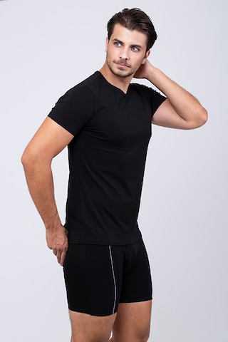 Çift Kaplan Erkek Elastanlı T-shirt 0954 3'lü Siyah