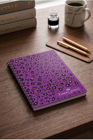 Fc Leo Sert Karton Kapak Spiralli Çizgili Defter Ajanda 17x24 Cm 100 Yp Mor