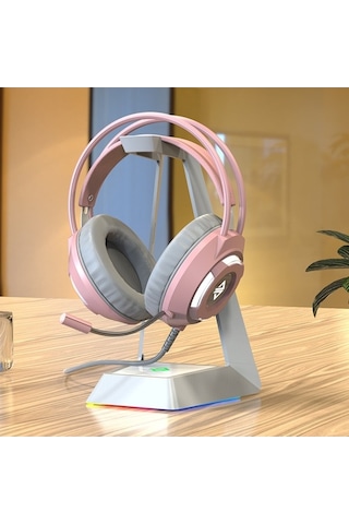 Primepickings Ajazz Ax120 Usb Kablolu 3.5mm Stereo Oyun Kulaklığı, Gürültü Önleyici, Mikrofonlu, 50mm Sürücü, Pembe, Mükemmel Ses