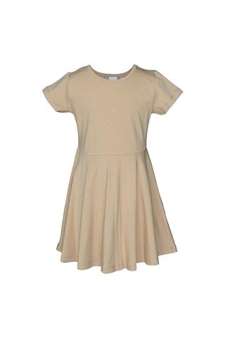 Lovetti Sütlü Kahve Kız Çocuk Düz Basic Kısa Kol Elbise 9560K018 Sütlü Kahve